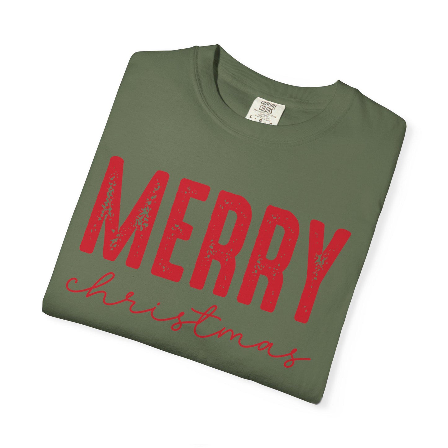 Merry Christmas Unisex Garment-Dyed T-shirt, Holiday Tee, Festive Apparel, Gift Idea, Xmas T-shirt, Cozy Christmas Outfit