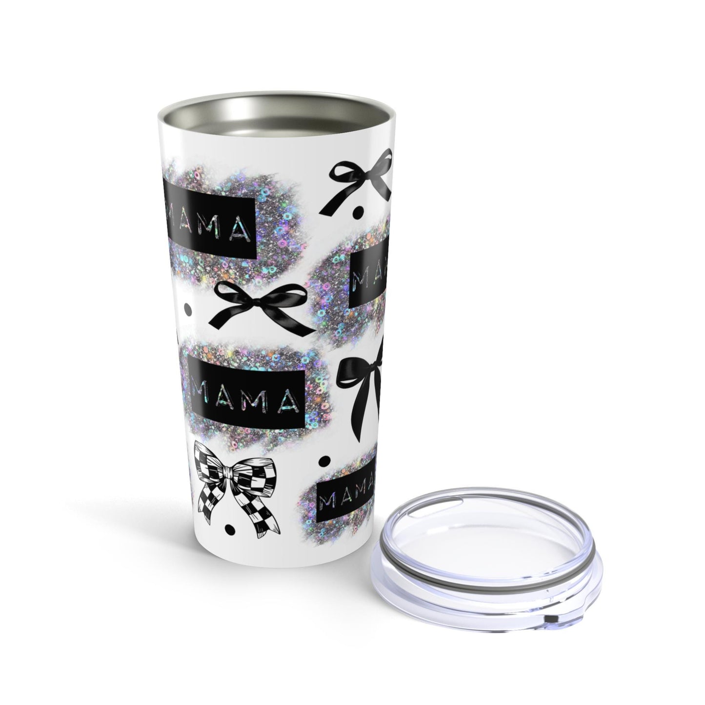Black bow MAMA Tumbler 20oz, Checkered bow MAMA tumbler, Perfect gift for mom.
