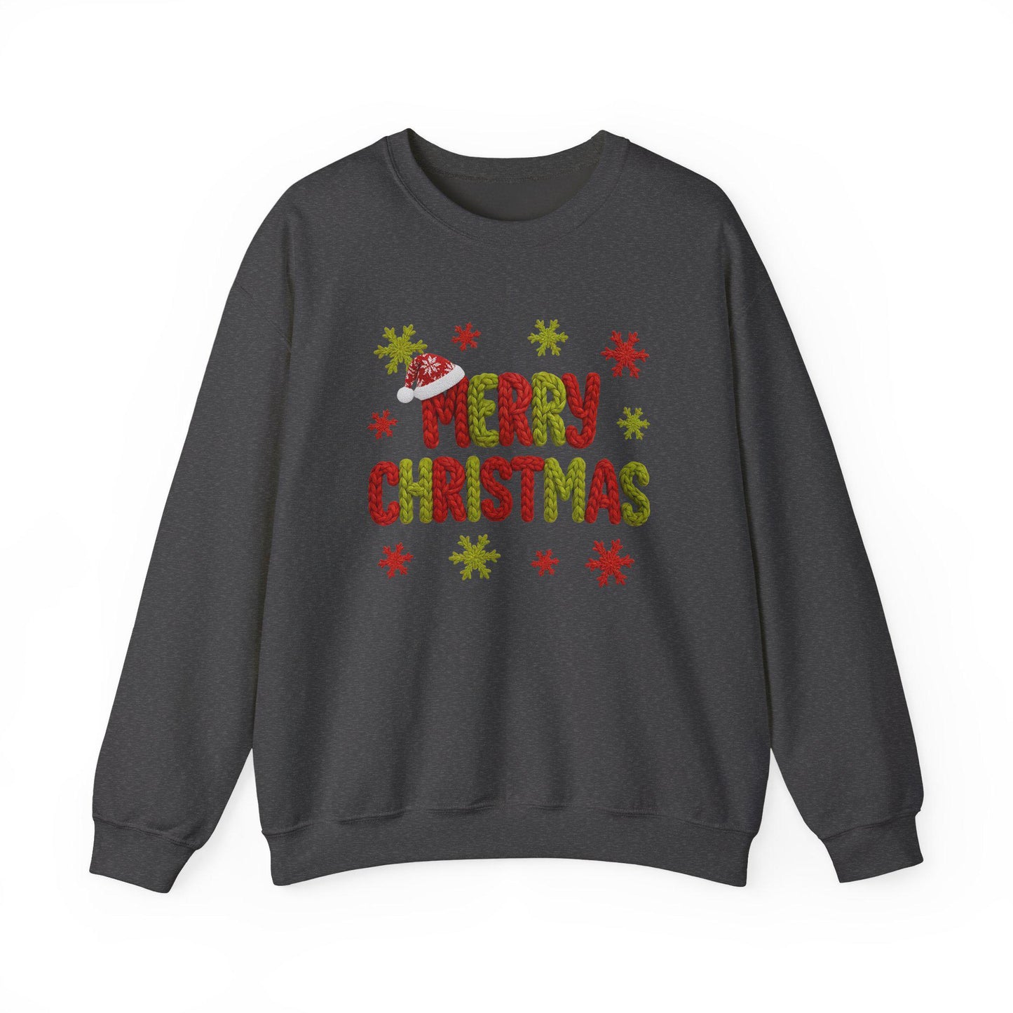 Faux Yarn Merry Christmas Crewneck Sweatshirt, Holiday Apparel, Winter Fashion, Cozy Gift, Unisex Sweatshirt, Cute sweater, Cozy Sweater
