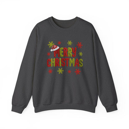 Faux Yarn Merry Christmas Crewneck Sweatshirt, Holiday Apparel, Winter Fashion, Cozy Gift, Unisex Sweatshirt, Cute sweater, Cozy Sweater