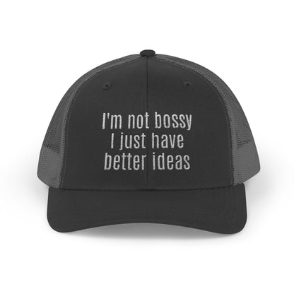 I'm not bossy i just have better ideas Snapback Cap, Red Cap for Casual Style, Gift for Foodies, Summer Accessory, Weekend Brunch Wear