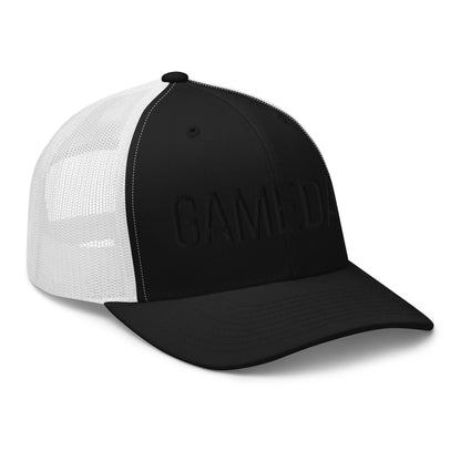 PUFF EMBROIDERY Trucker hat, black on black, GAMEDAY