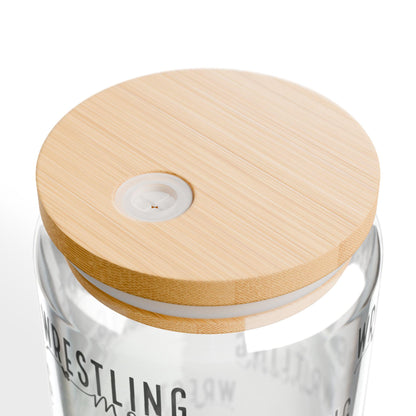 Wrestling Mom Sipper Glass - 16oz | Sports Drinkware, Gift for Moms, Unique Home Decor, Hydration Delight, Personalized Cup