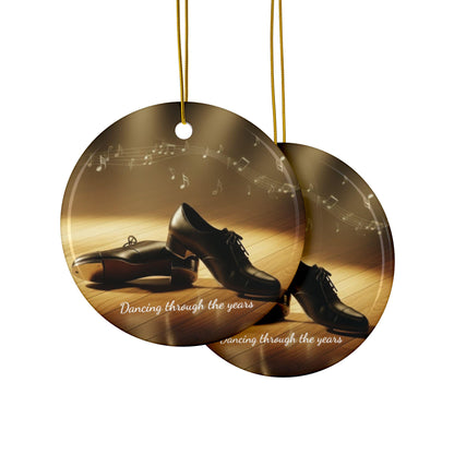 Dance Shoes Ceramic Ornament | Dancing Through the Years, Round Double-Sided