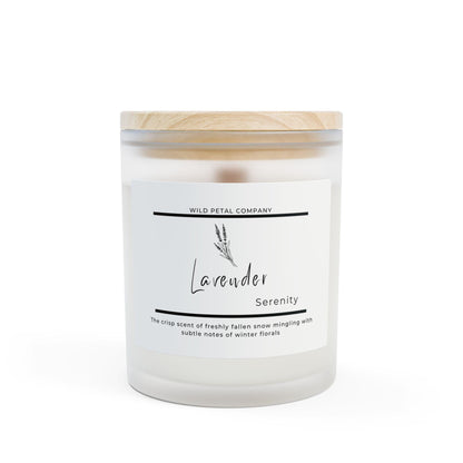 Frosted Glass Candle: Frasier Fir Scented, Vegan Wax, Wooden Wick
