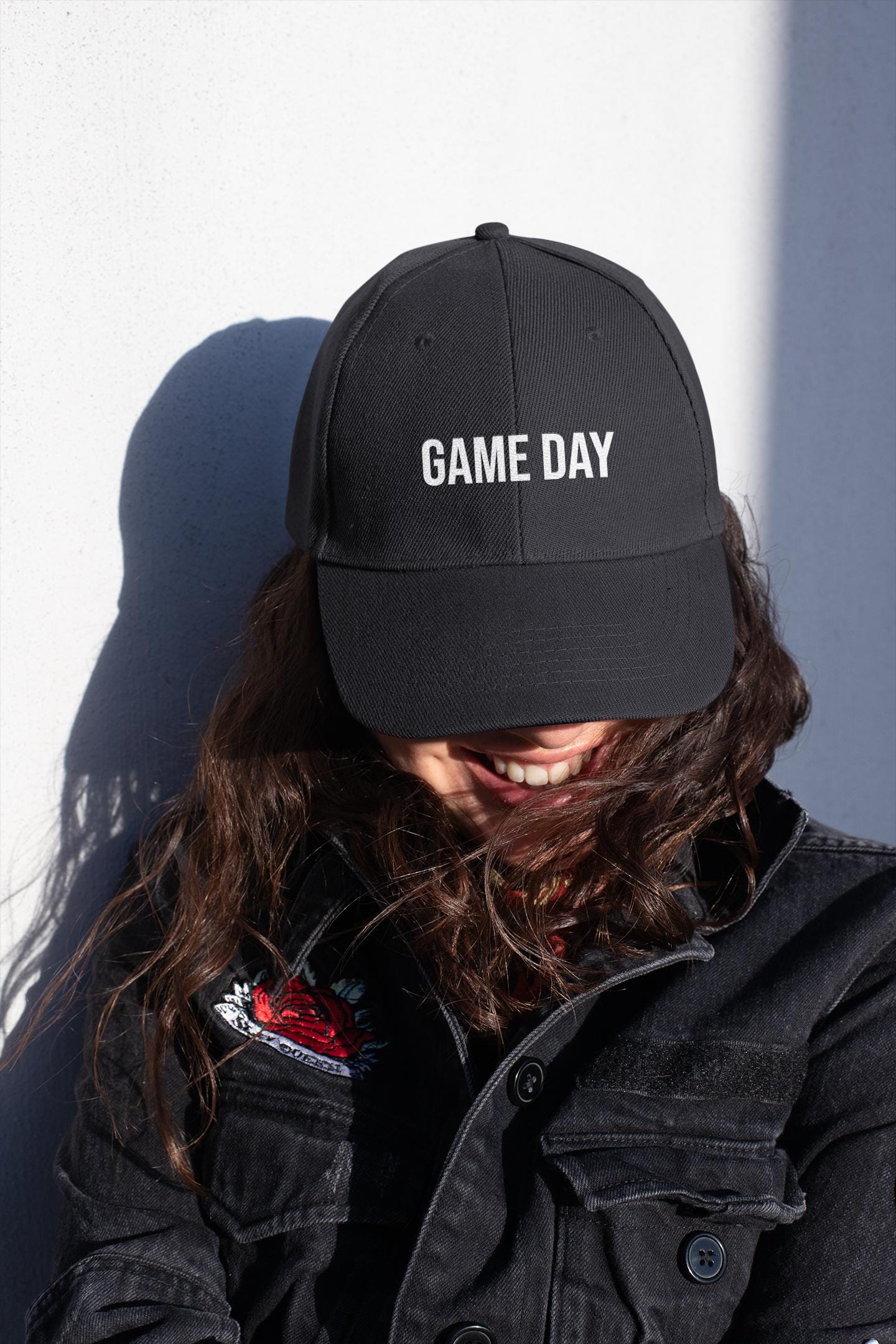 Game Day distressed dad hat, Embroidered baseball cap, cute game day hat