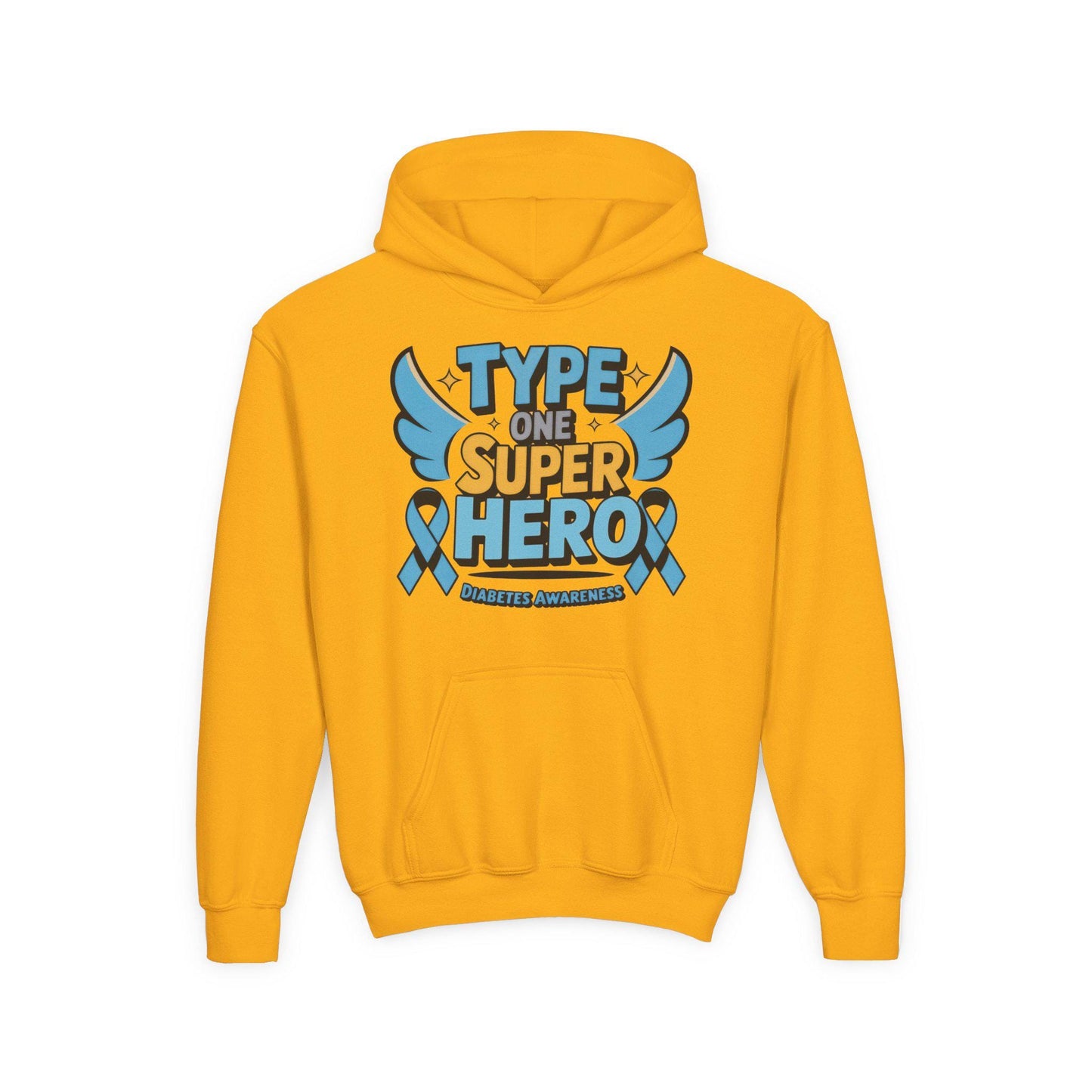 Type One Superhero Youth Hoodie - Inspirational Gift for Diabetic Kids, Diabetes Awareness, Birthday Present, Casual Wear, Comfort Clothing