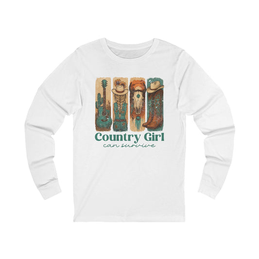 Country Girl Long Sleeve Tee, Unisex Country Tee, Western Apparel, Music Lover's Gift, Country Music T-Shirt, Gift for Country Lovers