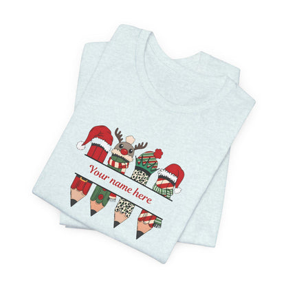 Personalized Christmas Tee, Festive Holiday Shirt, Unisex Jersey Tee, Custom Name Gift, Cozy Christmas Apparel
