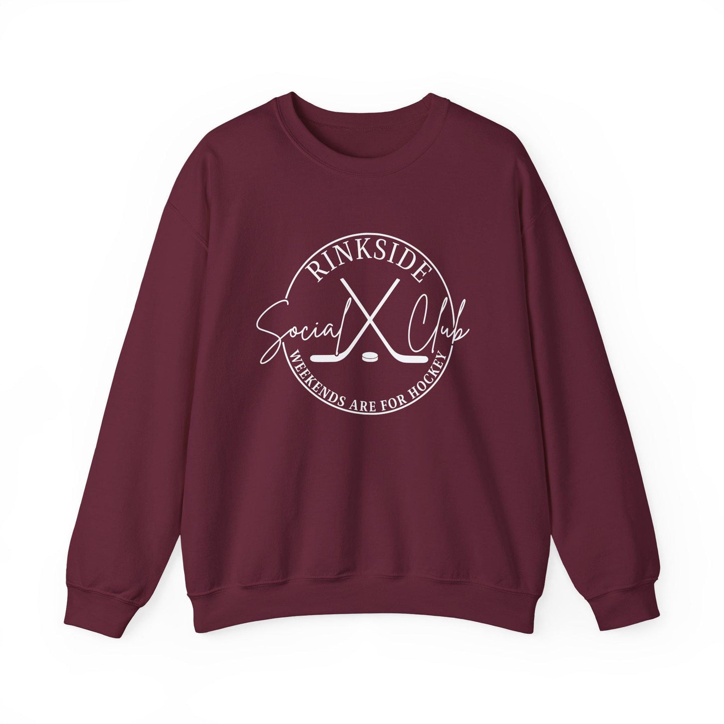 Rinkside Social Club Crewneck Sweatshirt, Cozy Hockey Sweatshirt, Unisex Warmth, Weekend Vibes, Perfect Hockey Gift, Hockey mom gift