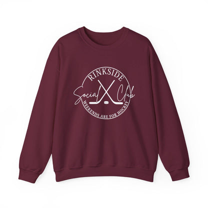 Rinkside Social Club Crewneck Sweatshirt, Cozy Hockey Sweatshirt, Unisex Warmth, Weekend Vibes, Perfect Hockey Gift, Hockey mom gift
