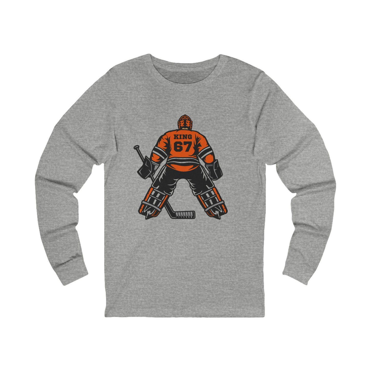 Personalized Hockey Goalie Long Sleeve Tee, Unisex Hockey Shirt, Perfect for Sports Fans, Gift for Athletes, Casual Wear for Events
