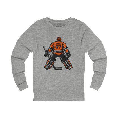 Personalized Hockey Goalie Long Sleeve Tee, Unisex Hockey Shirt, Perfect for Sports Fans, Gift for Athletes, Casual Wear for Events