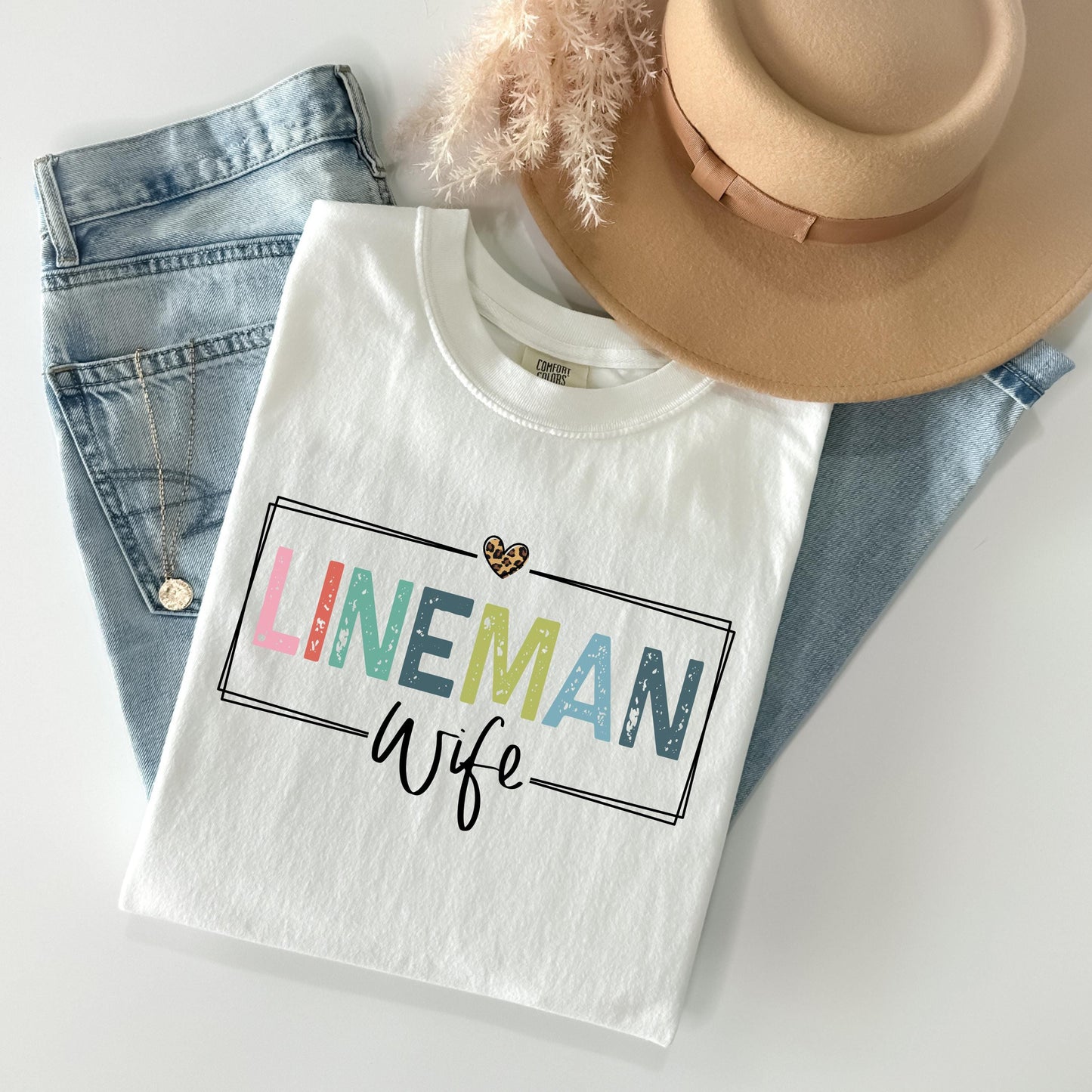 Lineman Wife T-Shirt, Cute Gift for Lineman Spouses, Unisex Garment-Dyed Tee, Comfortable Casual Wear, Perfect for Holidays, IBEW