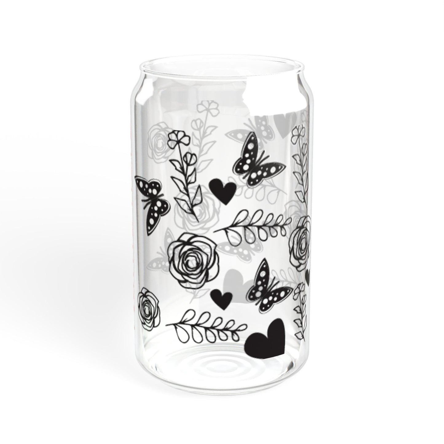 Butterfly, heart and Floral Sipper Glass, Personalized Drinkware, Birthday Gift, Garden Party Favor, Summer Drinks, Stylish Hydration
