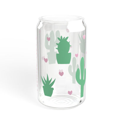 Cactus-Themed Sipper Glass, 16oz | Personalized Drinkware, Cute Tumblers, Eco-Friendly Glass, Gift for Her, Summer Party, western glass