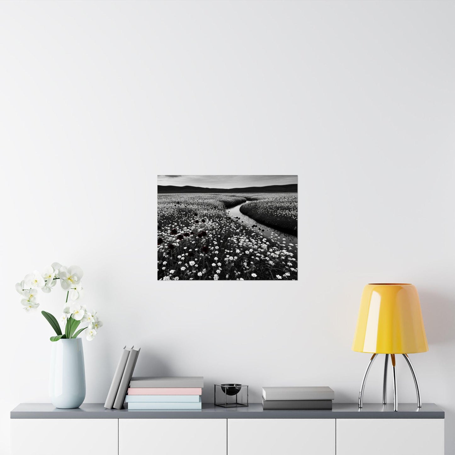Monochrome Landscape Poster: Minimalist Nature Art Print