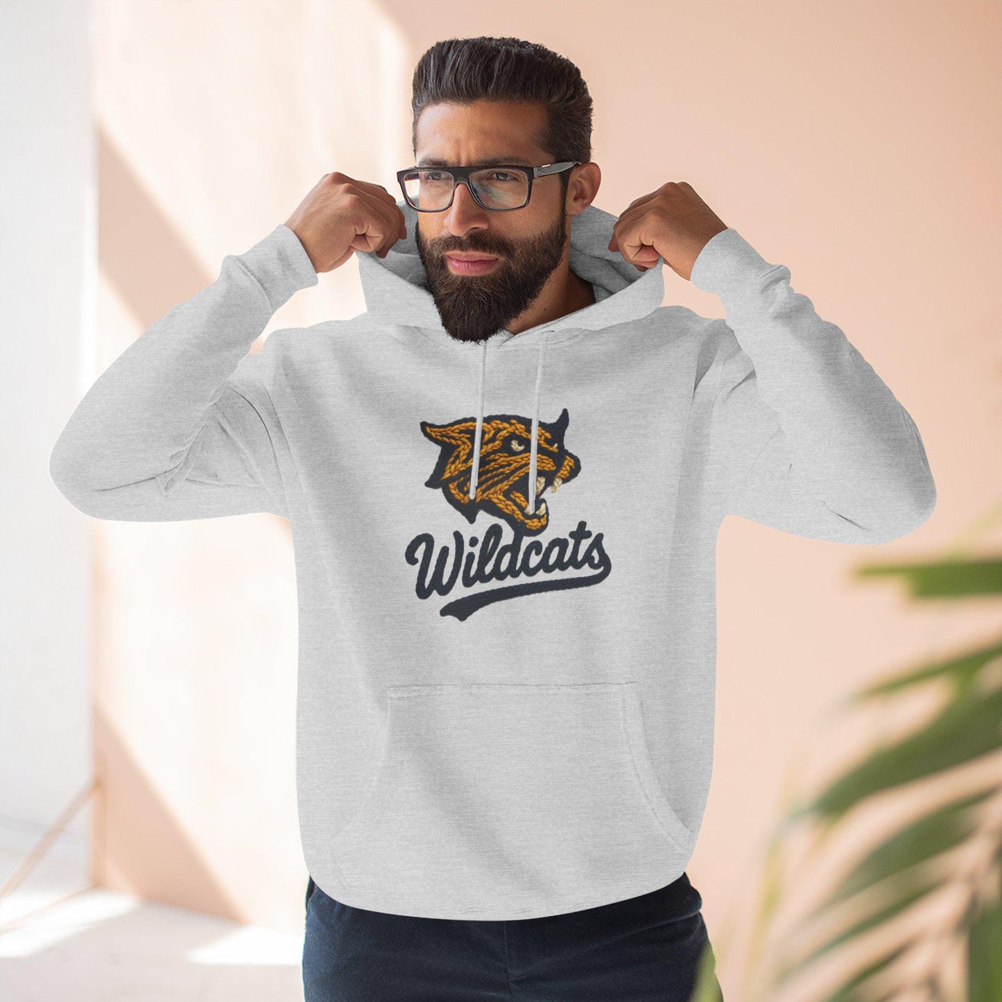 Wildcats Hoodie, Faux Yarn, Cozy Sports Apparel, Unisex Sweatshirt, Perfect for Game Days, Team Spirit Wear, Gift for Fans