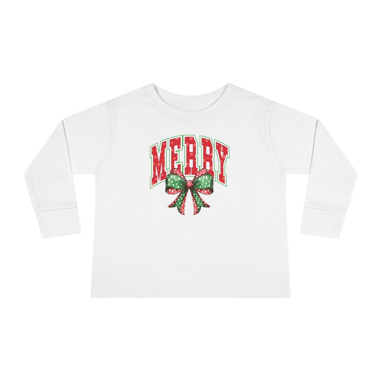 Merry Toddler Long Sleeve Tee - Cute Holiday Shirt for Kids, Christmas Gift, Festive Outfit, Seasonal Playwear, Joyful Celebration Apparel