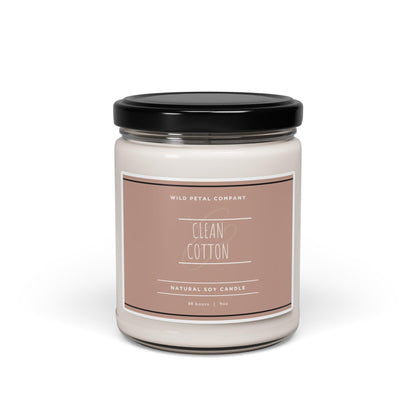 Clean Cotton Scented Soy Candle | Natural Aromatherapy for Home, Relaxation, Gifts, Self-Care, Spa Days