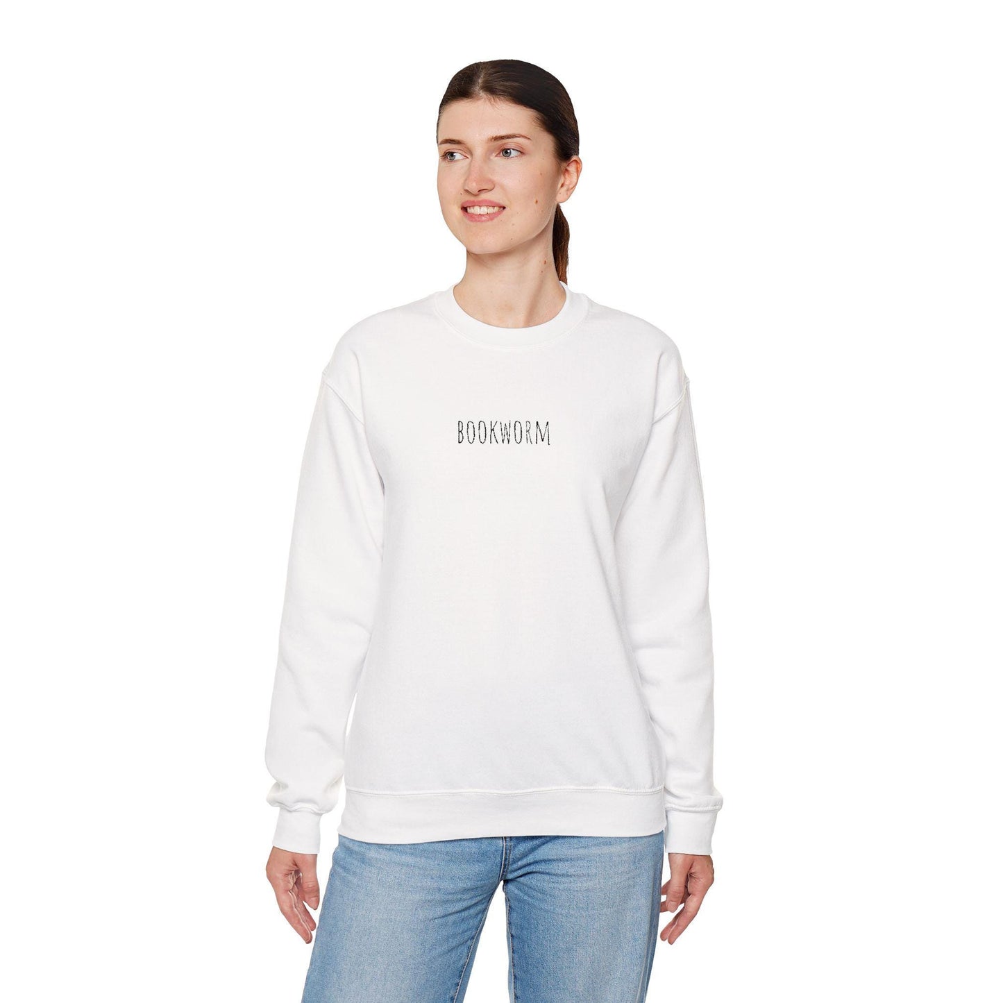 Bookworm embroidered sweatshirt, Perfect for reading lover gift.