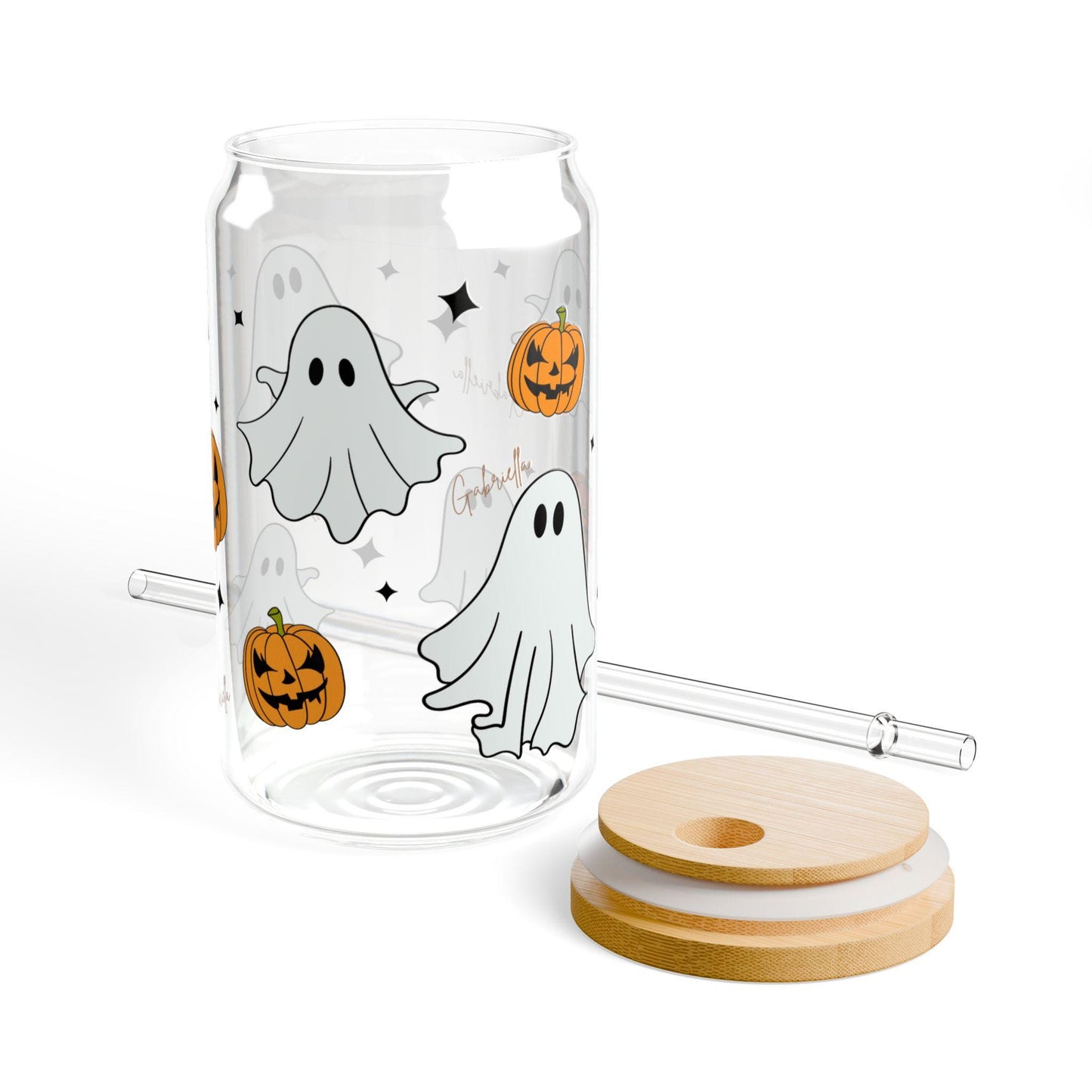 Personalized Halloween Ghost Sipper Glass, 16oz, Ghost Cup, Pumpkin Drinkware, Spooky Beverage Container, Fall Party Decor, Halloween Gift