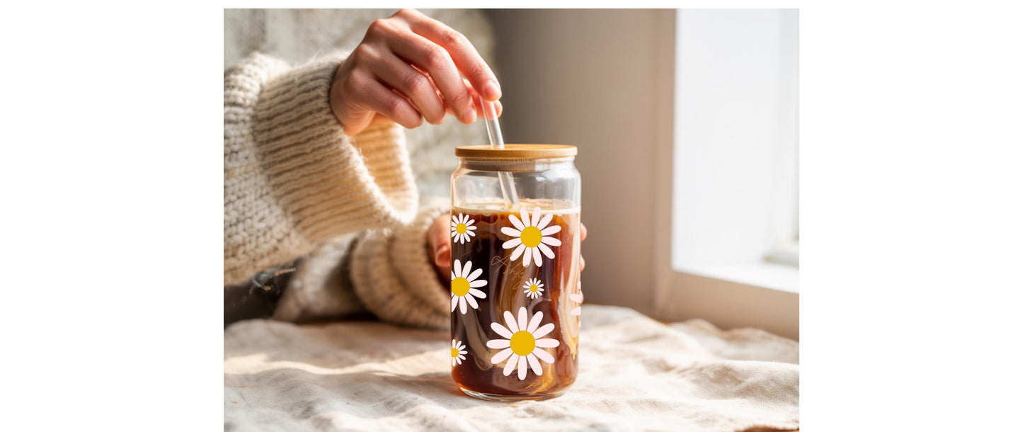 Personalized Daisy Sipper Glass  oz