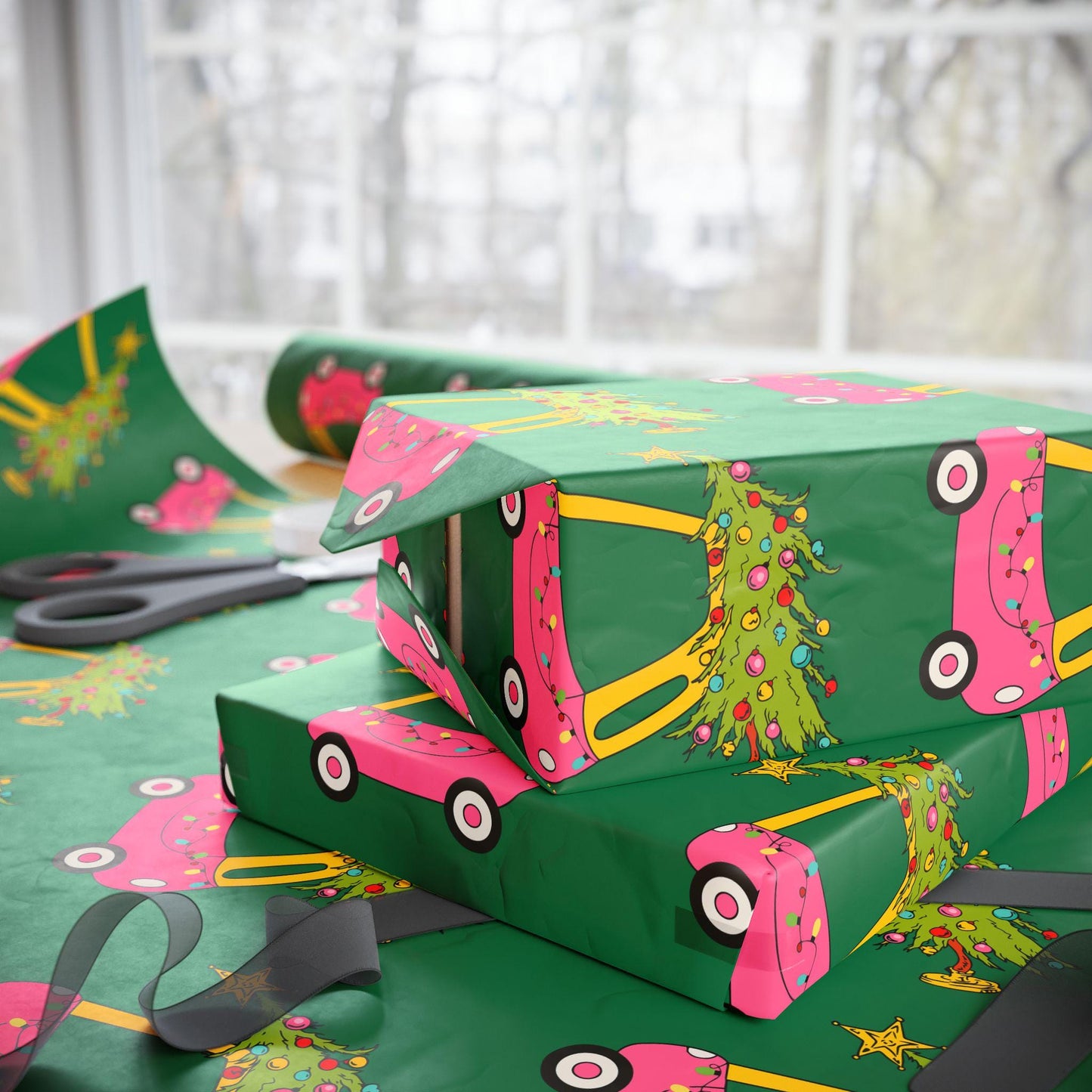 Festive Christmas Wrapping Paper - Holiday Gift Wrap, Green Christmas Trees, Holiday Celebrations, Birthday Parties, Eco-Friendly Wrapping