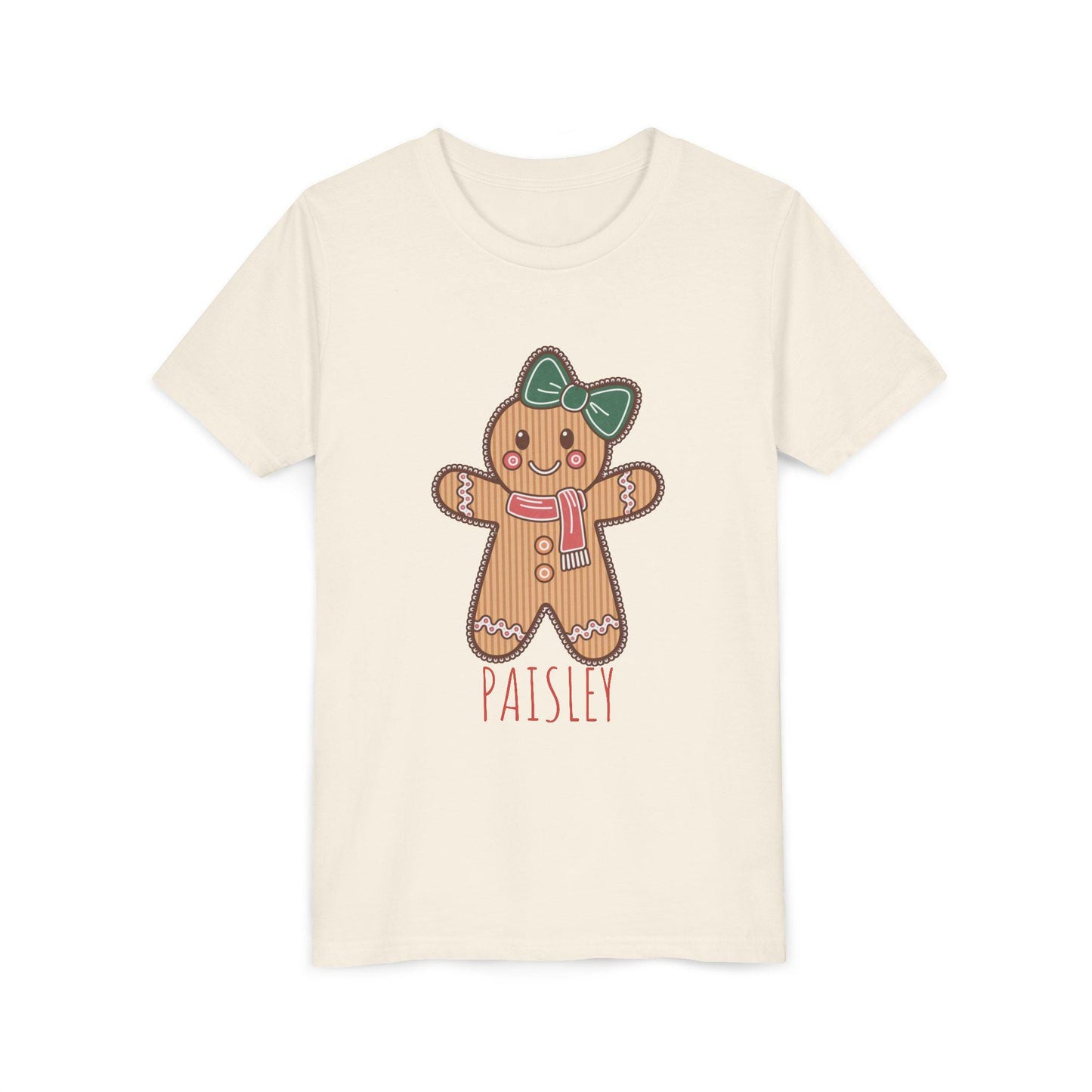 Personalized Gingerbread Holiday Youth Tee, Cute Christmas Shirt, Winter Outfit, Cozy Family Gift, Kids Holiday Apparel