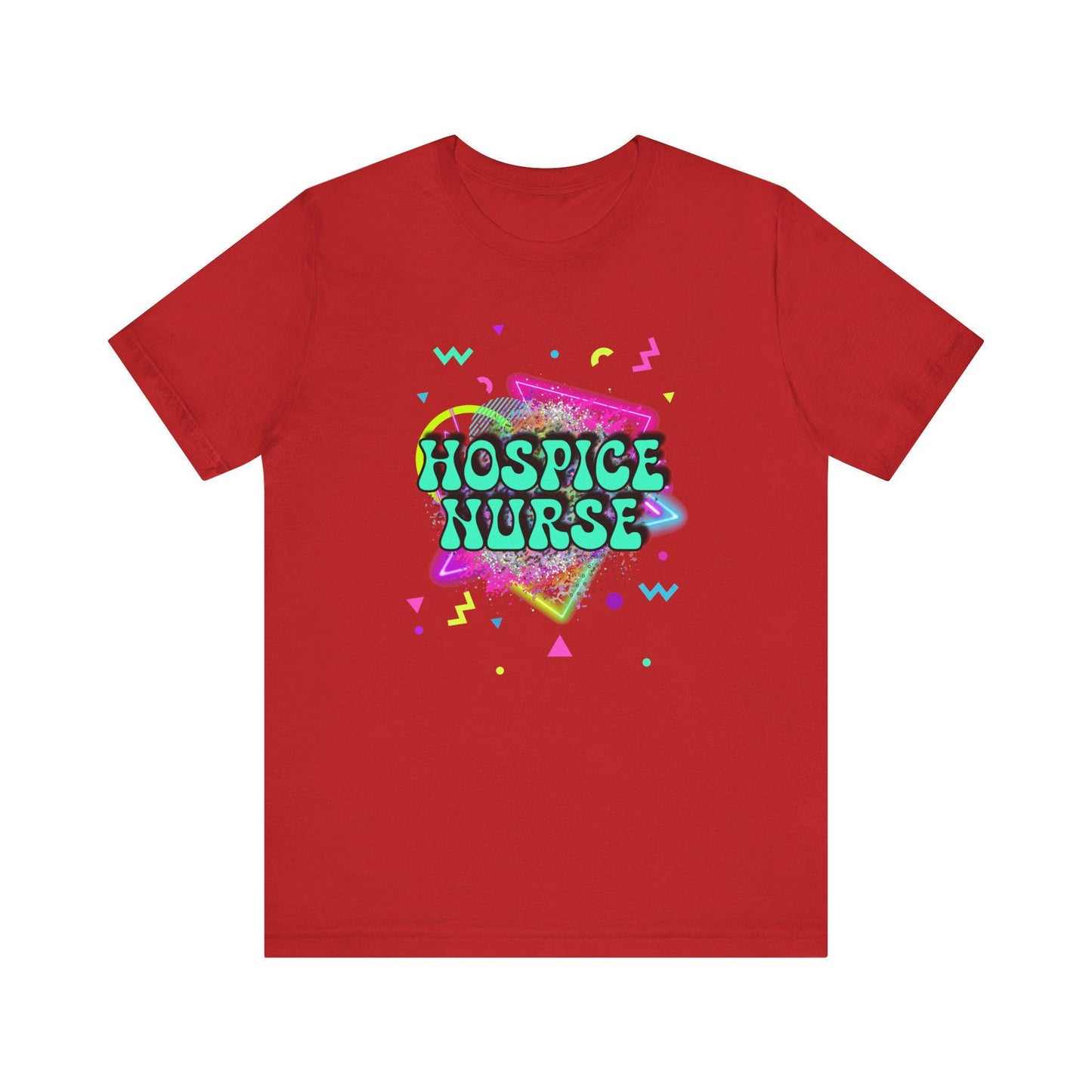 Colorful Hospice Nurse T-Shirt, Fun Nurse Apparel, Medical Tees, Gift for Nurses, Casual Workwear, 80's shirt, disco