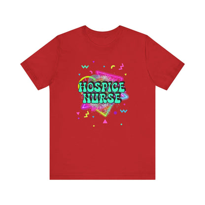 Colorful Hospice Nurse T-Shirt, Fun Nurse Apparel, Medical Tees, Gift for Nurses, Casual Workwear, 80's shirt, disco
