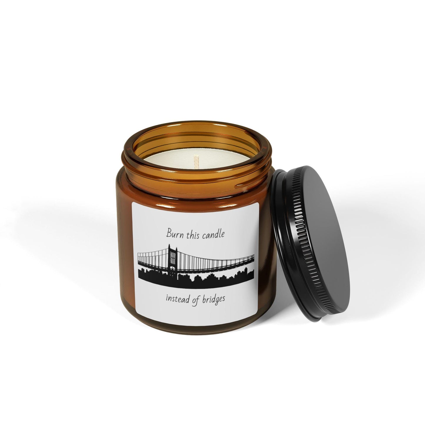 Burn this candle instead of bridges Candle, gag gift, white elephant gift, coworker gift, Scented Soy Candle (Multi-Size, Amber Jar)