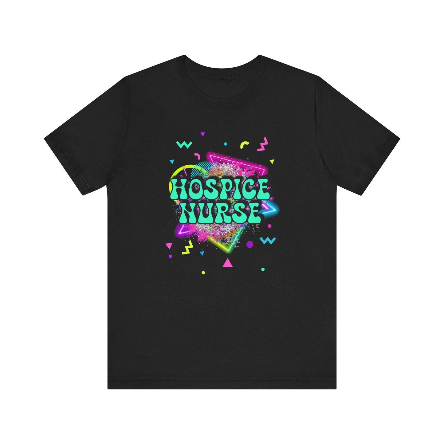 Colorful Hospice Nurse T-Shirt, Fun Nurse Apparel, Medical Tees, Gift for Nurses, Casual Workwear, 80's shirt, disco