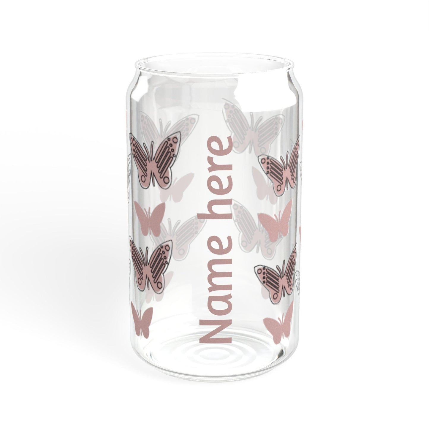 Butterfly Sipper Glass, 16oz, Eco-Friendly Drinkware, Personalized Gifts, Summer Party Accessories, Unique Kitchen Decor, Butterfly Lovers