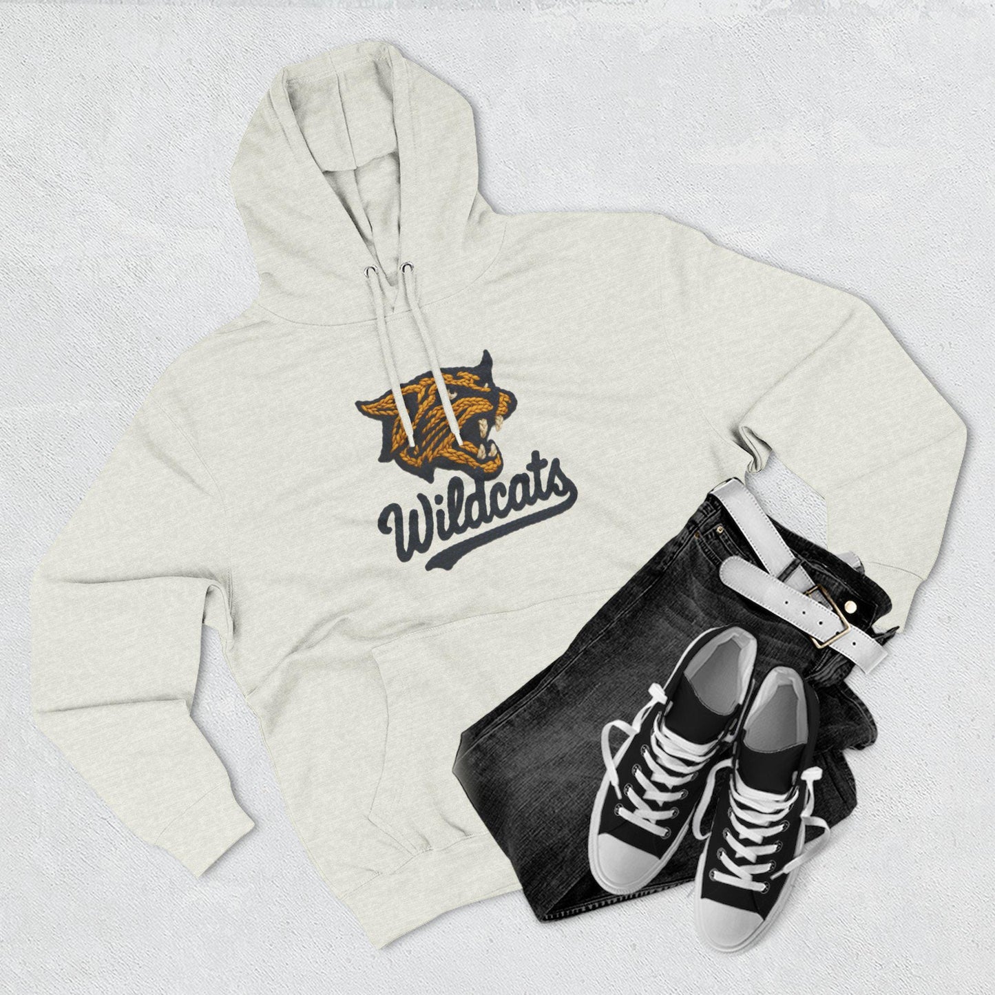 Wildcats Hoodie, Faux Yarn, Cozy Sports Apparel, Unisex Sweatshirt, Perfect for Game Days, Team Spirit Wear, Gift for Fans