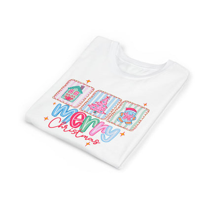 Merry Christmas Youth Tee, Holiday Shirt for Kids, Cute Christmas Apparel, Gifts for Children, Kids Short Sleeve Christmas Tee