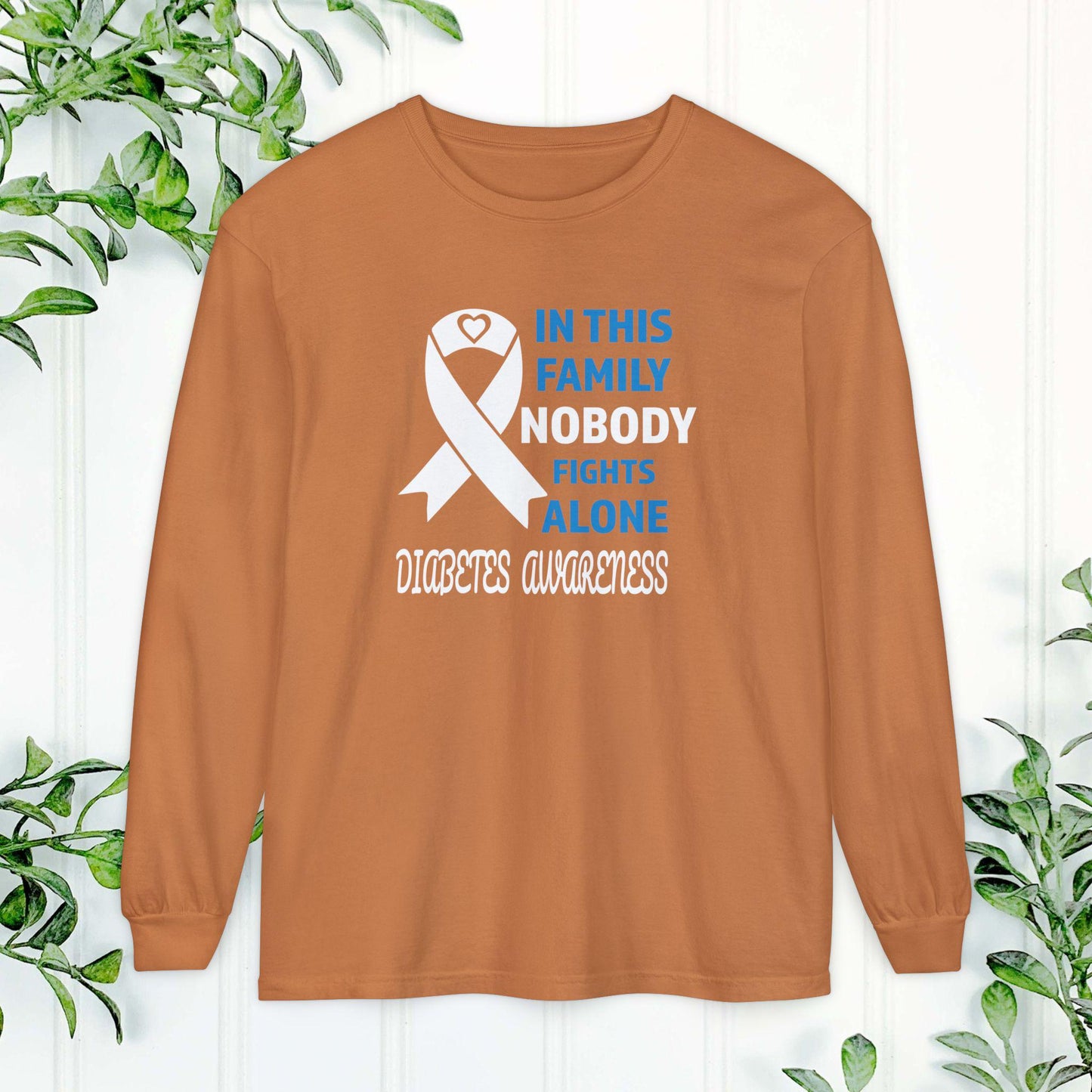 Diabetes Awareness Long Sleeve Shirt, Support Diabetes Shirt, Sports Team Spirit, Health Campaign Gear, Gift for Supporters, T1D awareness