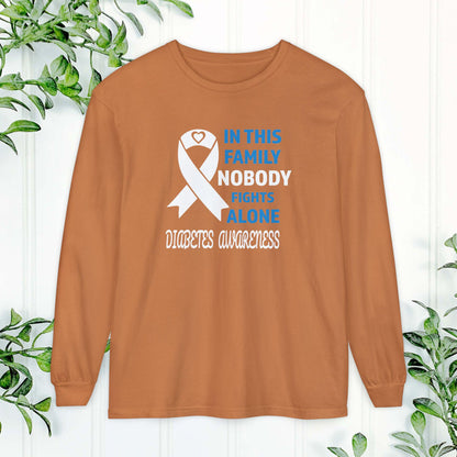 Diabetes Awareness Long Sleeve Shirt, Support Diabetes Shirt, Sports Team Spirit, Health Campaign Gear, Gift for Supporters, T1D awareness