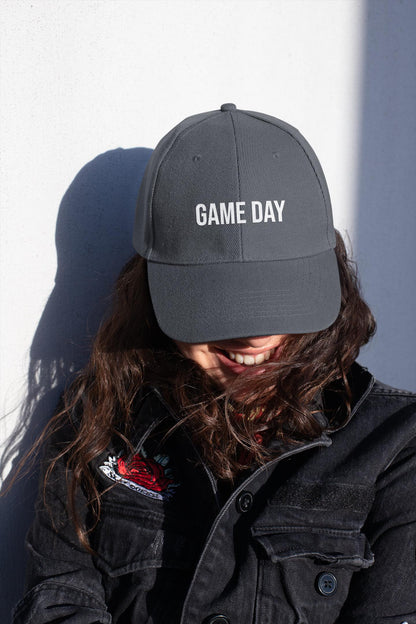 Game Day distressed dad hat, Embroidered baseball cap, cute game day hat