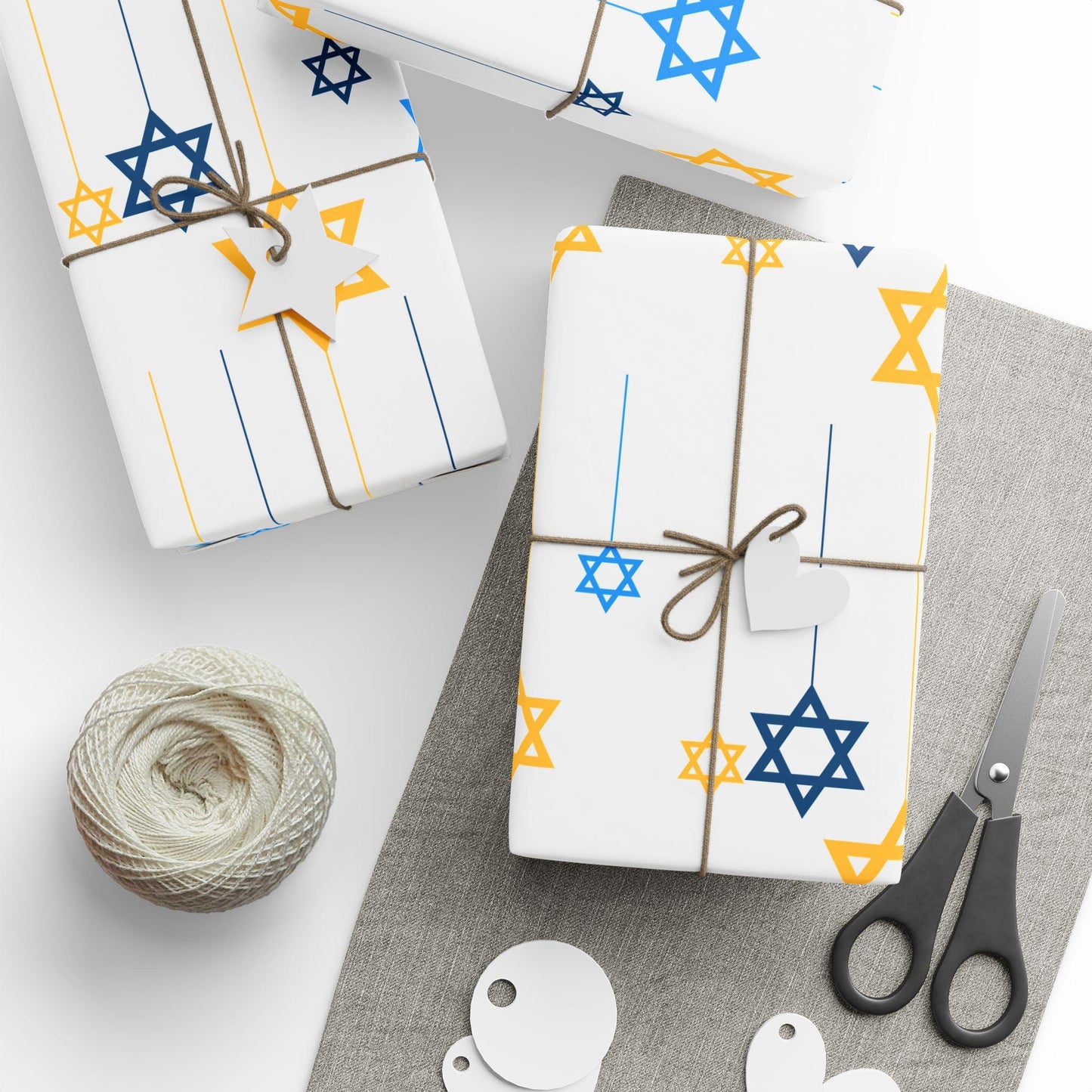 Jewish-Themed Wrapping Papers for Hanukkah and Shabbat, Festive Gift Wrap, Holiday Wrapping, Star of David Decor