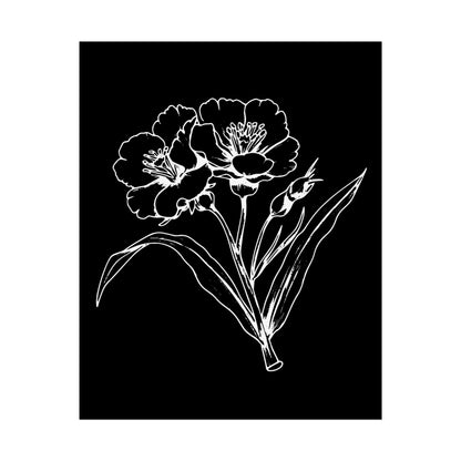 Elegant Floral Art Print: Minimalist Black and White Botanical Poster