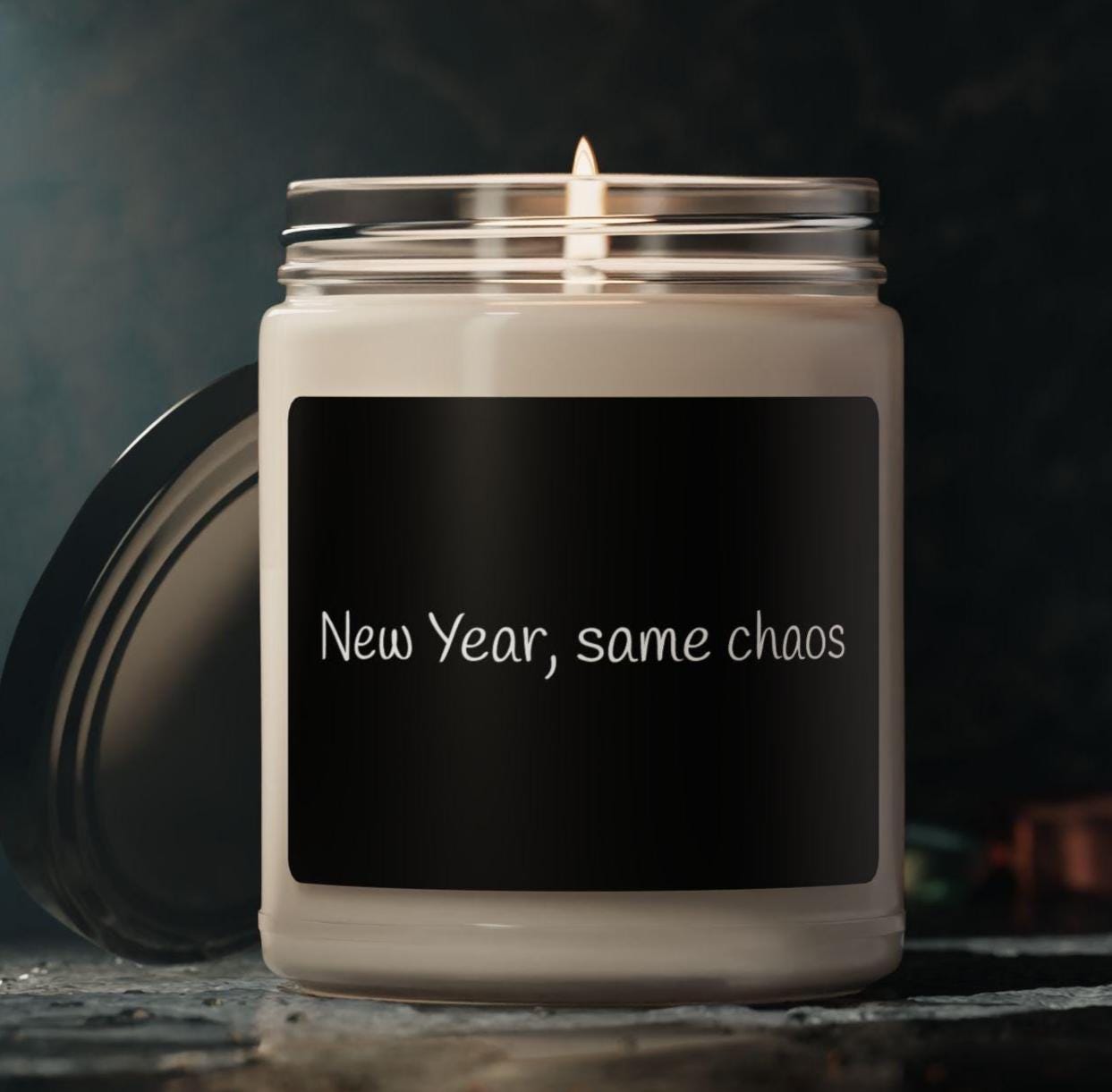 Funny candle. New Year, Same Chaos. Scented Soy Candle, 9oz, coworker gift, white elephant gift, Friendsgiving, party gift