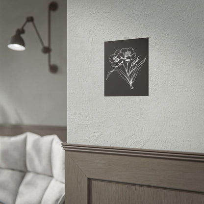 Elegant Floral Art Print: Minimalist Black and White Botanical Poster