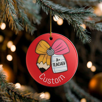Custom Teacher Ornament, Personalized Holiday Decor, Gift for Educators, Classroom Decoration, Teacher Appreciation