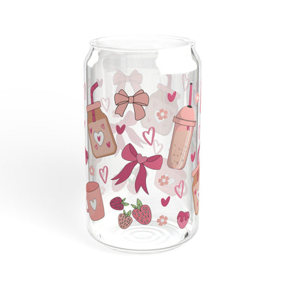 Cute Coffee Theme Sipper Glass with Straw, Perfect for Gifts, Summer Parties, Weddings, Picnics, Kids' Celebrations