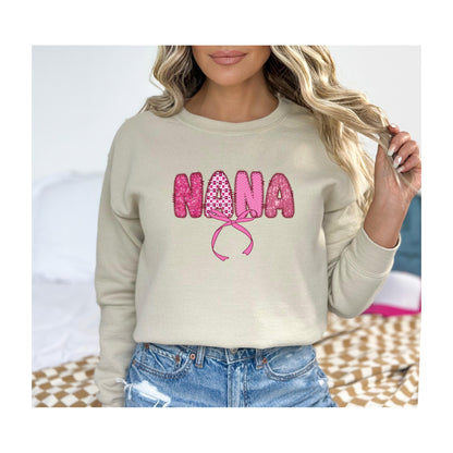 Nana with a Pink Ribbon Sweatshirt, Cute Grandma Sweater, Gift for Nana, Family Sweatshirt, Comfy Grandma sweater, cute Nana sweater