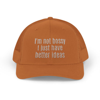I'm not bossy i just have better ideas Snapback Cap, Red Cap for Casual Style, Gift for Foodies, Summer Accessory, Weekend Brunch Wear