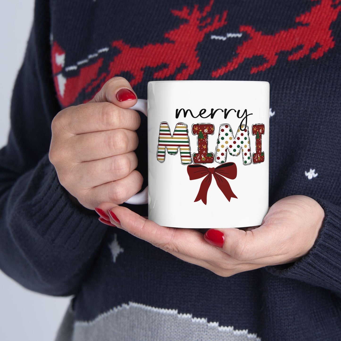 Merry Mimi Holiday Ceramic Mug, Christmas Coffee Cup, Seasonal Drinkware, Festive Gift, Family Gathering Mug, Mimi christmas present