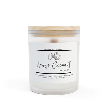 Frosted Glass Candle: Frasier Fir Scented, Vegan Wax, Wooden Wick