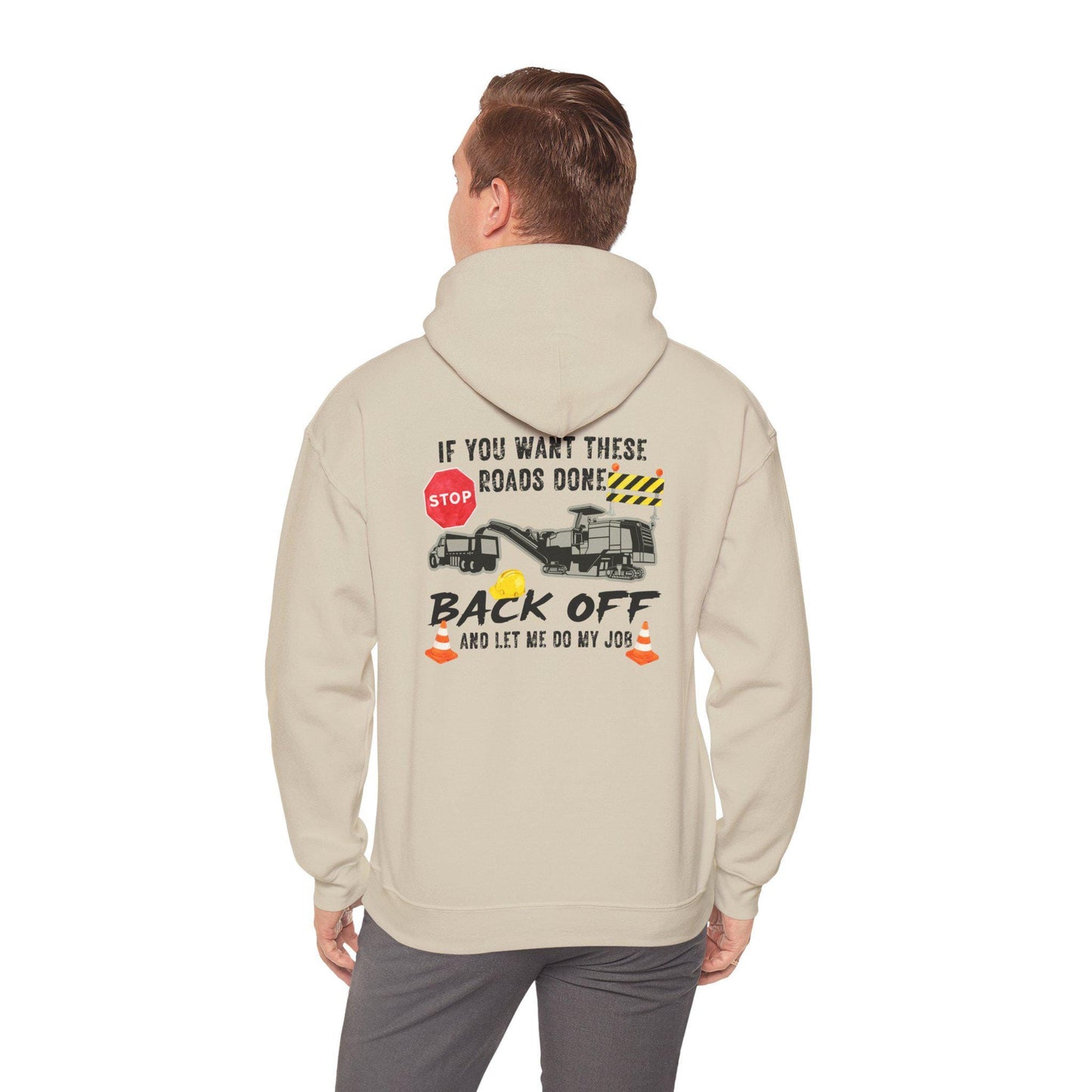 Road Construction Truck Crew Back Off Hoodie, Construction Vehicle Graphic Hoodie, Construction Worker Appreciation Support